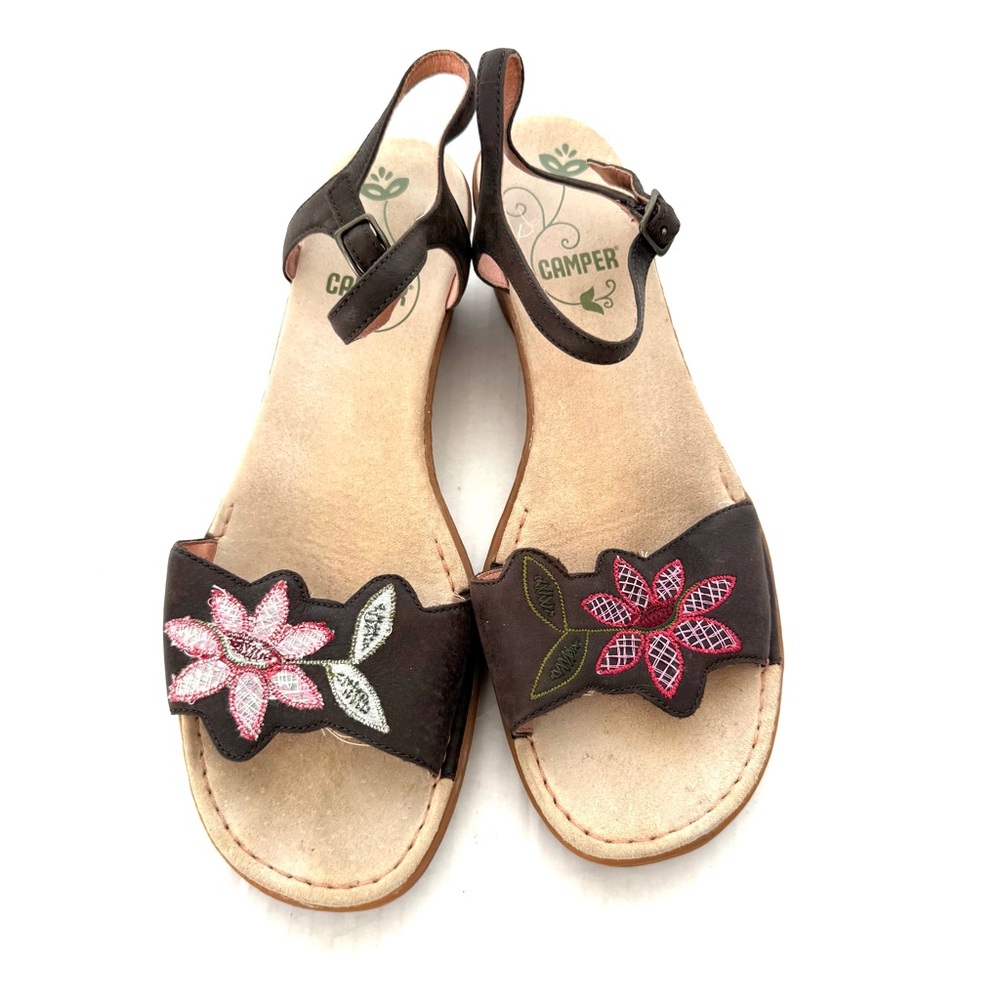 Camper Floral Embroidered Patchwork Sandals Size 40